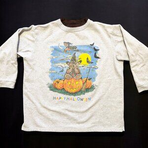 VTG BASIC EDITIONS Happy Halloween Teddy Bear Sweatshirt SZ 2X